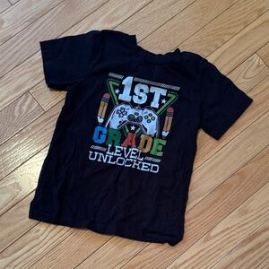 1st Grade Level Unlocked Black Kids T-Shirt